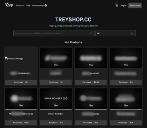 Screenshot of treyshop[.]cc homepage